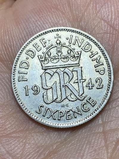 2026年第三十一场(总第二百场)英国一线回流散币新春特拍第三场(免佣金) - 英国🇬🇧1942年6便士银币(乔治六世第一版，500银)