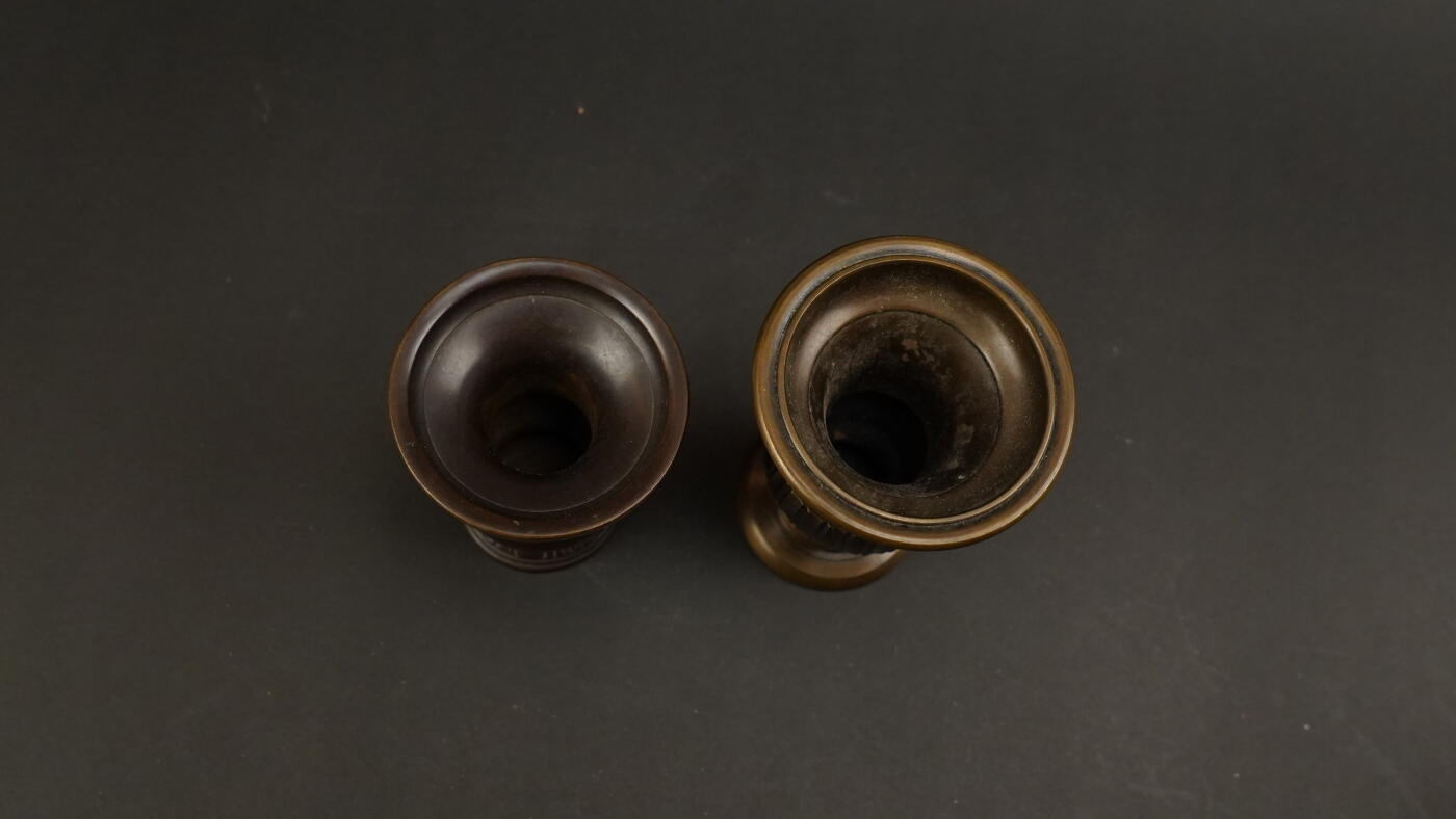 上海都达杂项专场三十三【年后发货全场包邮】  近代 名家“吉祥”款、“宗南”款铜瓶 2件