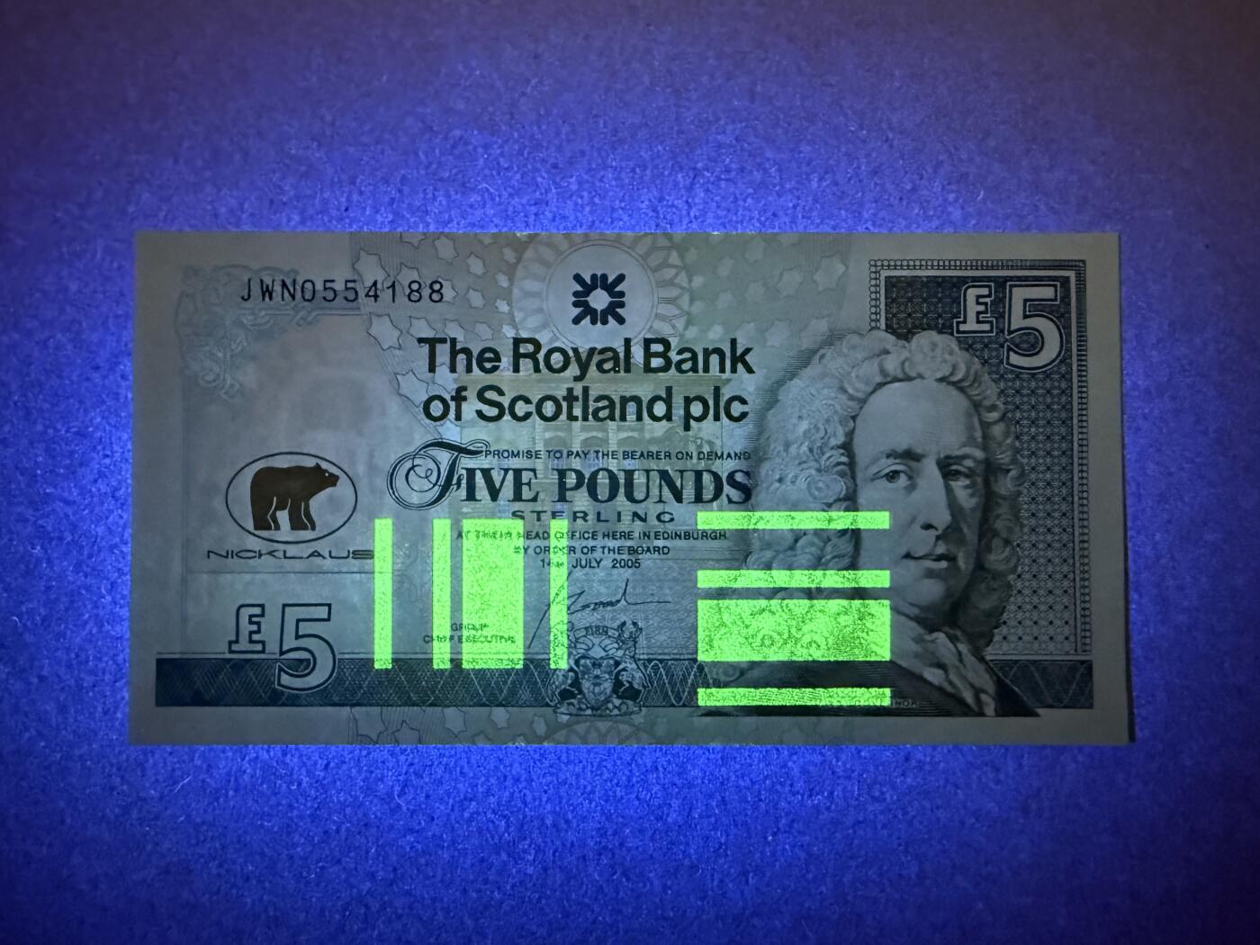 《艾美收藏》第232期-2.22周日外币靓号精品场(春节首拍) 苏格兰5镑 UNC 2005年高坛名将杰克尼克劳斯告别高坛纪念钞 双尾88
