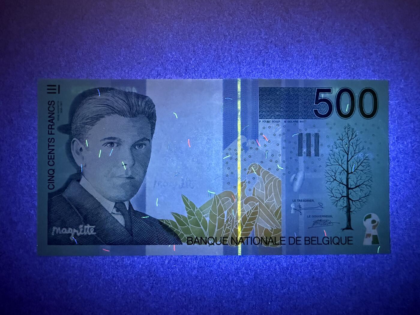 《艾美收藏》第232期-2.22周日外币靓号精品场(春节首拍) 比利时500法郎 AU 末版 有道暗折