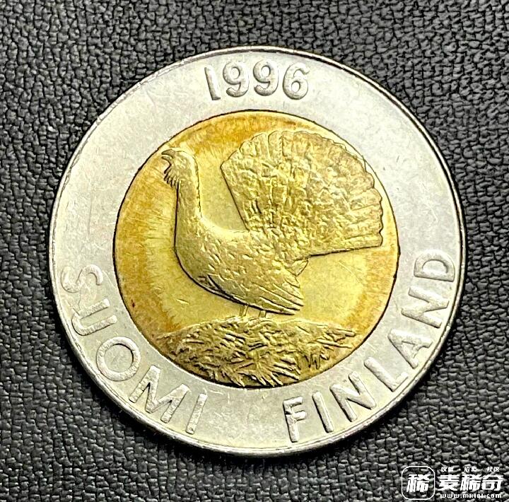 芬兰1996年10马克双金属双色靓品硬币