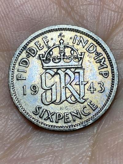 2026年第三十一场(总第二百场)英国一线回流散币新春特拍第三场(免佣金) - 英国🇬🇧1943年6便士银币(乔治六世第一版，500银)