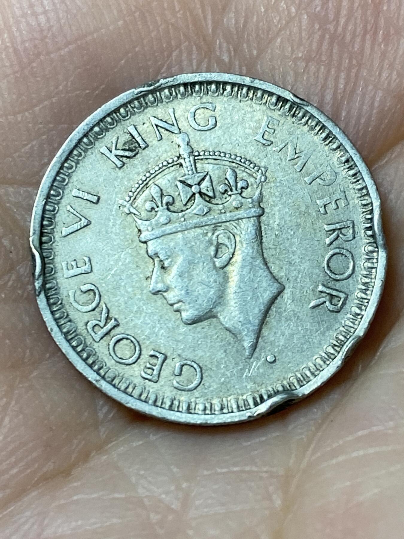 2026年第三十一场(总第二百场)英国一线回流散币新春特拍第三场(免佣金) 英属印度1944年1/4卢比银币(乔治六世第五版，500银)