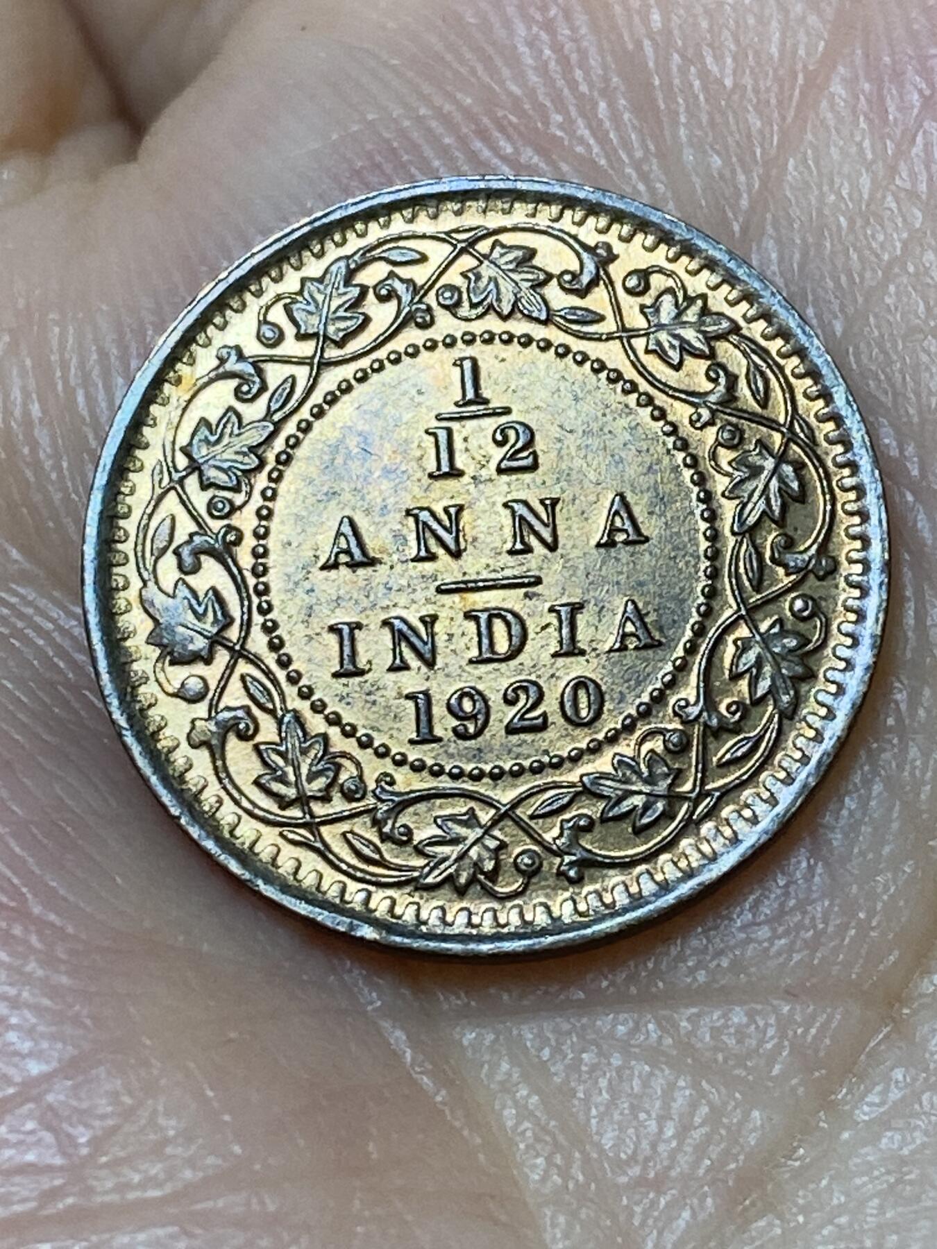 2026年第三十一场(总第二百场)英国一线回流散币新春特拍第三场(免佣金) 原光好品–英属印度1920年1/12安娜(乔治五世时期，c版加尔各答造)