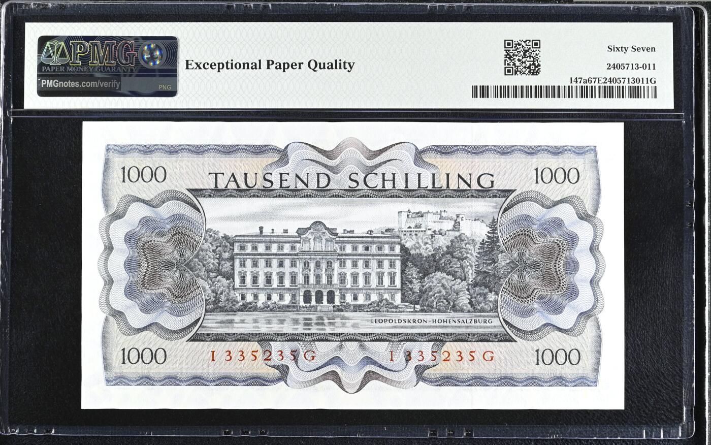 《艾美收藏》第232期-2.22周日外币靓号精品场(春节首拍) 奥地利1000先令 PMG67E 1966年 奥地利女作家苏特纳 无47
