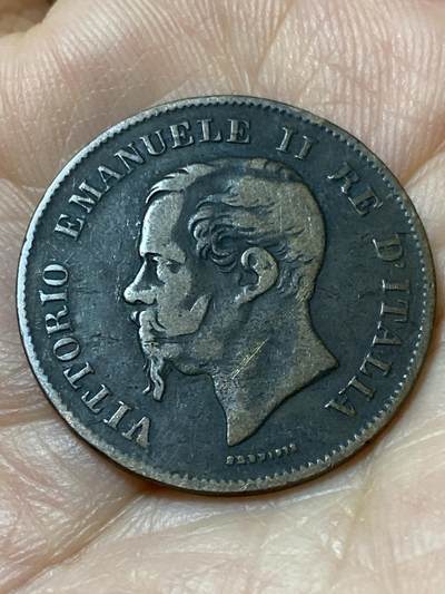 2026年第三十一场(总第二百场)英国一线回流散币新春特拍第三场(免佣金) 意大利王国1862年5分(维托里奥·埃马努埃莱二世，N标那不勒斯造，首发年仅发行2年)