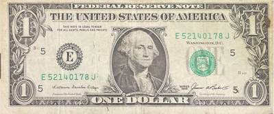回流0301 - 1985年版1美元联邦储备券 里士满联邦储备银行（字母“E”，数字标识“5”）