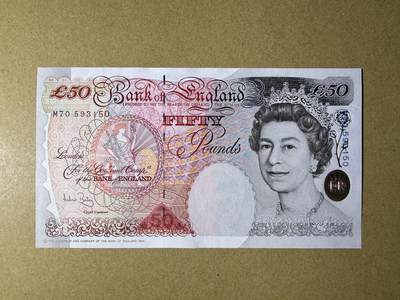 《艾美收藏》第232期-2.22周日外币靓号精品场(春节首拍) - 英格兰50镑 UNC E序列 1994年 无4
