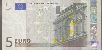 回流0301 - 德国（序列号首字母“X”代表德国） 2002年版5欧元（¥38）