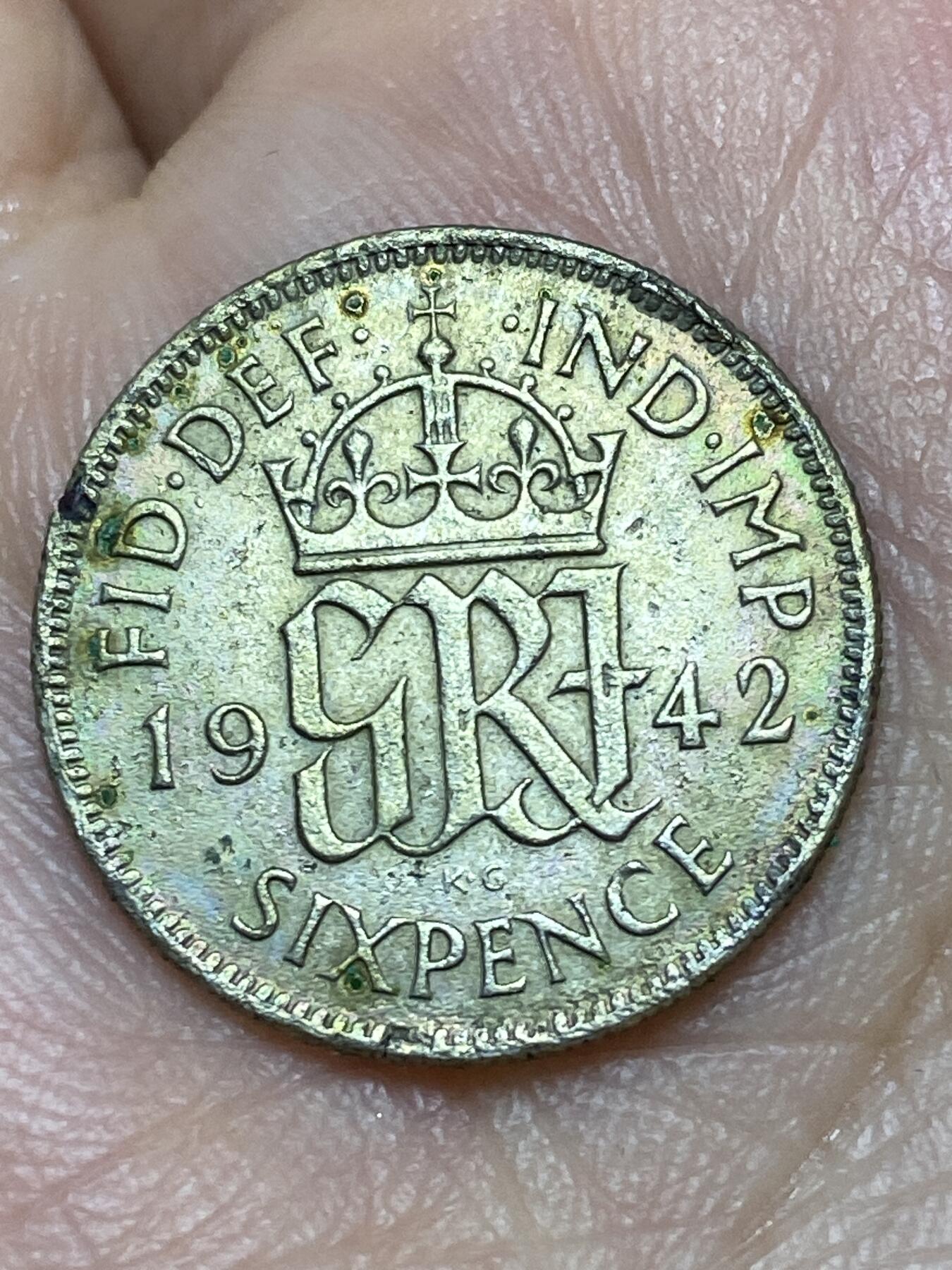 2026年第三十一场(总第二百场)英国一线回流散币新春特拍第三场(免佣金) 英国🇬🇧1942年6便士银币(乔治六世第一版，500银)