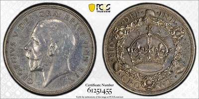 万国钱币拍卖第061期（马年首拍） - PCGS PR63 1927英国乔治五世精制花冠克朗 发行量15000枚 镜面精铸厚重黑彩极美