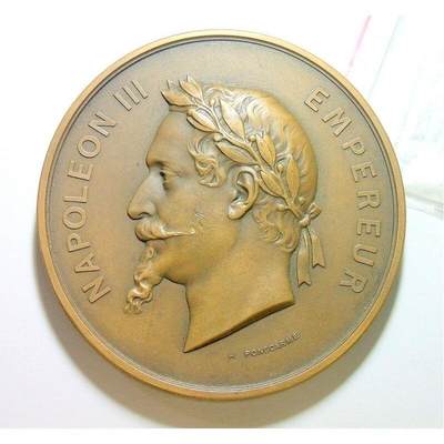 【艺术】法国艺术大章1859年 拿破仑三世+女神 高浮雕精制超大铜章 73MM 195克 - 【艺术】法国艺术大章1859年 拿破仑三世+女神 高浮雕精制超大铜章 73MM 195克