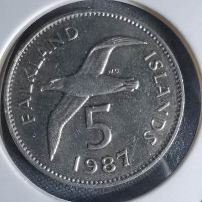 沼泽如烟--第1000场 - 福克兰1987年5便士