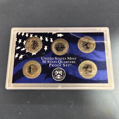 【全场包邮】纯粹捡漏拍505场 - 美国2000年25分州币系列官方盒装精制套币-马萨诸塞州+马里兰州+南卡罗来纳州+新罕布什尔州+弗吉尼亚州