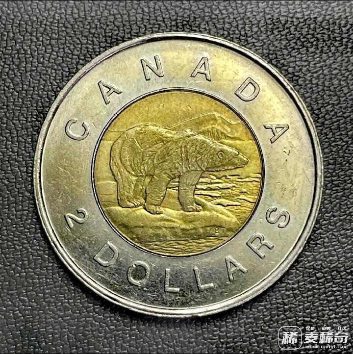加拿大1996年2加元首发首版北极熊双金属双色靓品硬币