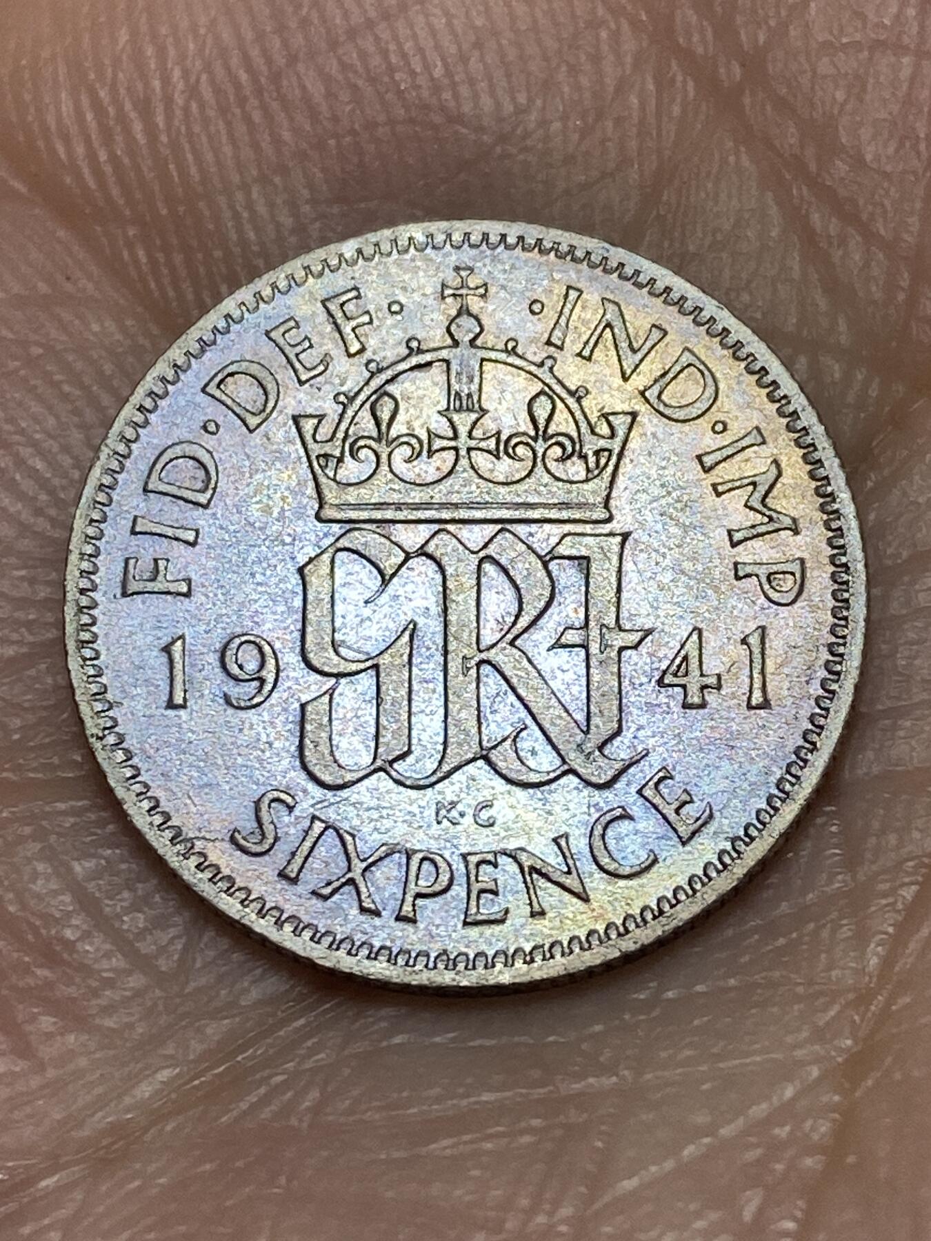 2026年第三十一场(总第二百场)英国一线回流散币新春特拍第三场(免佣金) 英国🇬🇧1941年6便士银币(乔治六世第一版，500银)