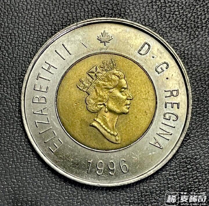 加拿大1996年2加元首发首版北极熊双金属双色靓品硬币