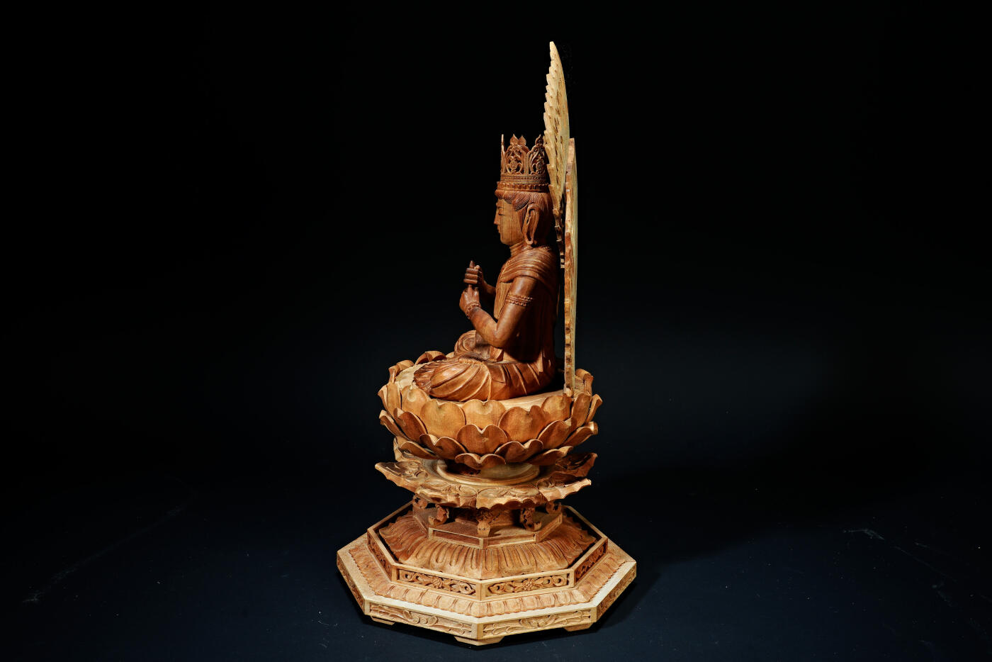 上海都达杂项专场三十三【年后发货全场包邮】  出口创汇期 印度迈索尔老山檀香大日如来佛坐像/佛盒 2件