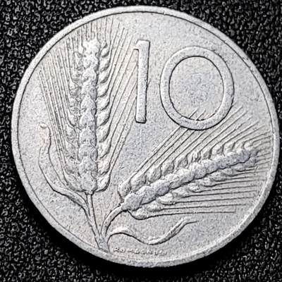 泉币菌-第196场- 新年快乐 新年第4场 本场拍品多 请提前出价 - 意大利1954年 10里拉铝币 麦穗 古犁23.3mm