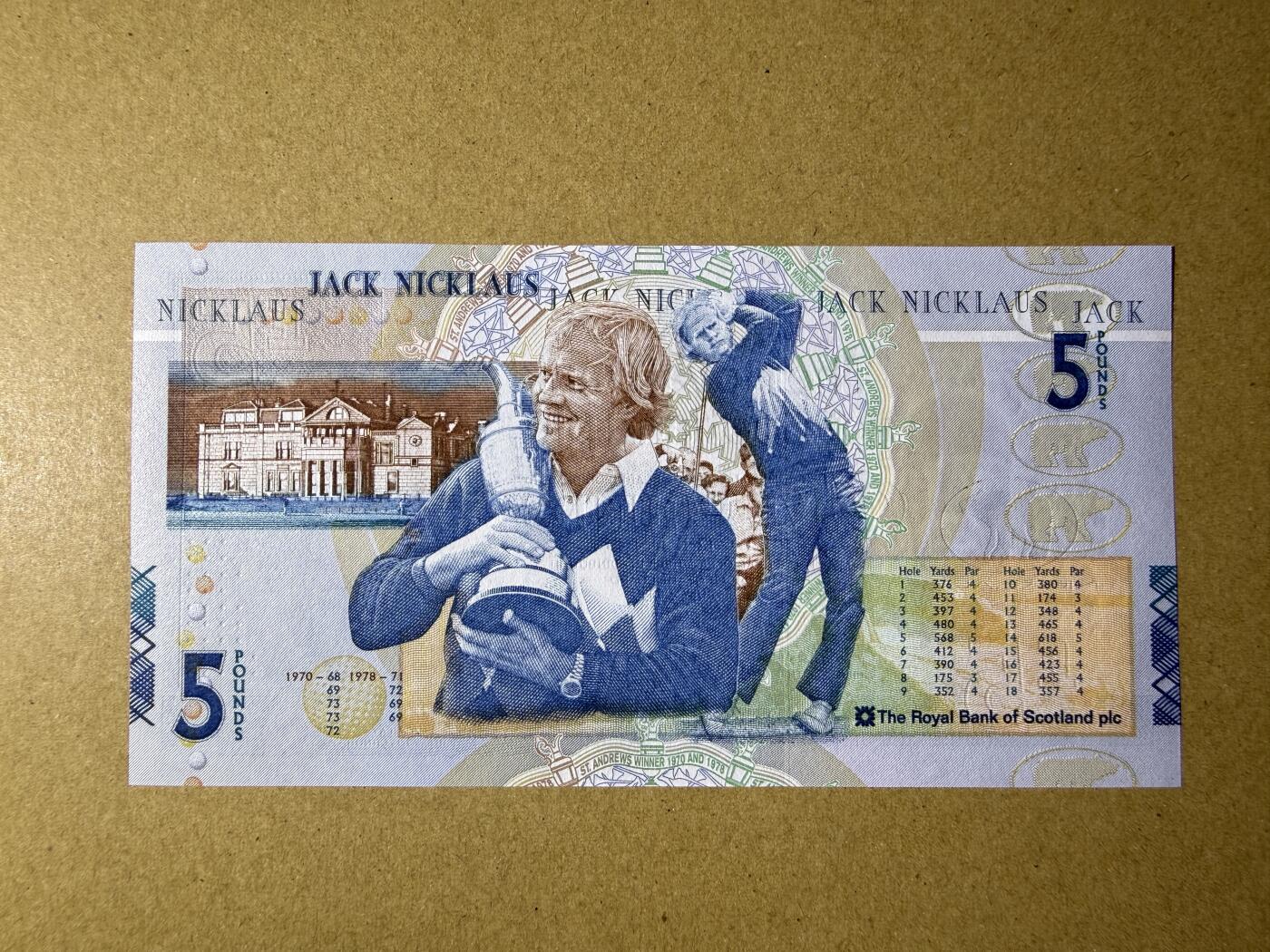 《艾美收藏》第232期-2.22周日外币靓号精品场(春节首拍) 苏格兰5镑 UNC 2005年高坛名将杰克尼克劳斯告别高坛纪念钞 双尾88