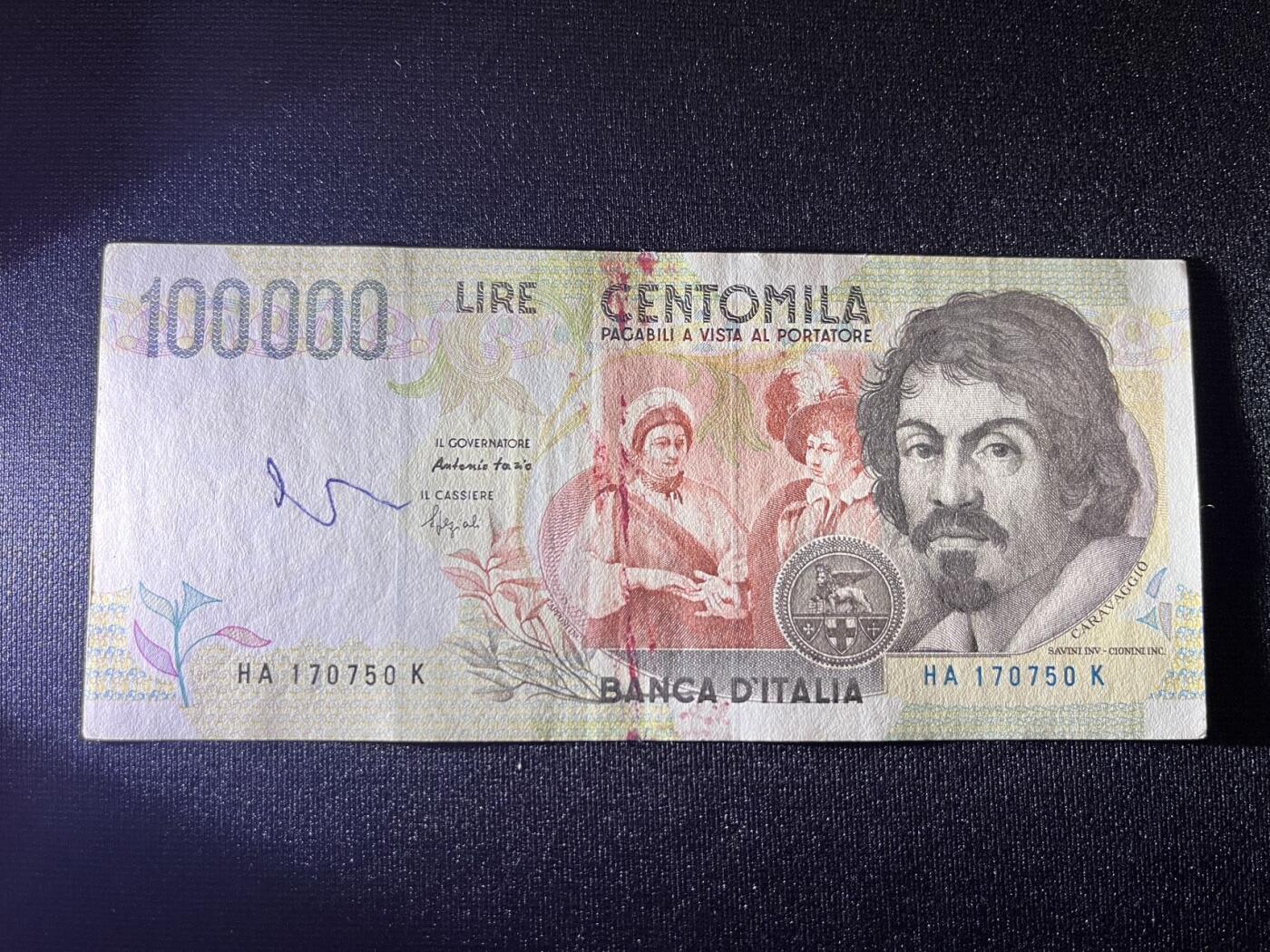 世界各国纸币拍卖 意大利1992年 100000里拉 实物图