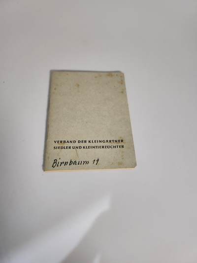 南水社第二次拍卖 - 民主德国小菜园、定居者和小型牲畜饲养者协会证书 女性，得主格特鲁德·伯恩鲍姆女士