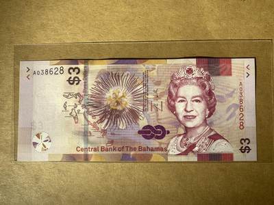 【礼羽收藏】🌏世界钱币拍卖128期 - 【A038628】全新UNC 2019年巴哈马3元纸币 女王钞 A冠 无47尾8 