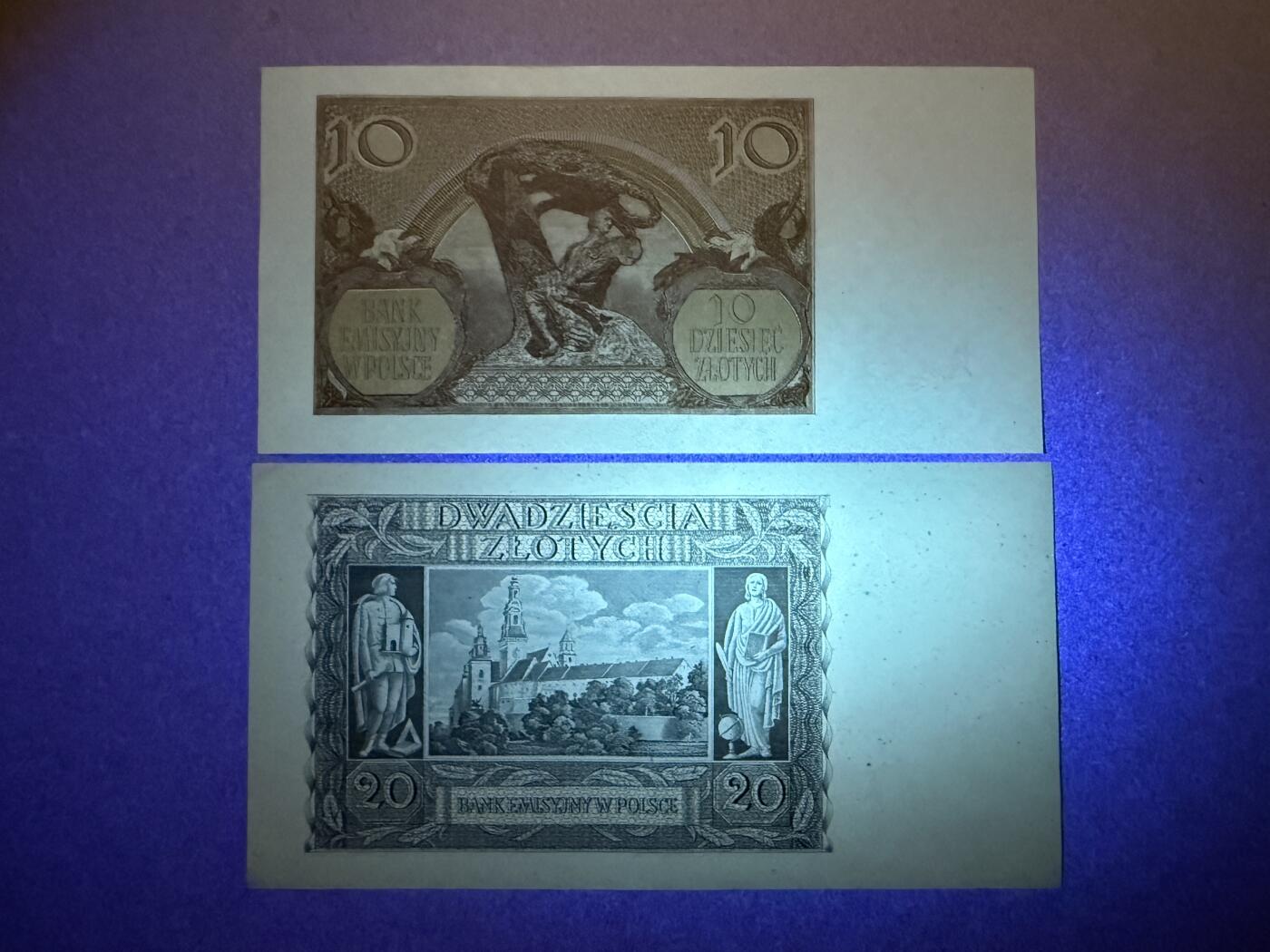 《艾美收藏》第232期-2.22周日外币靓号精品场(春节首拍) 波兰10、20兹罗提2张 UNC 1940年老版本 无47