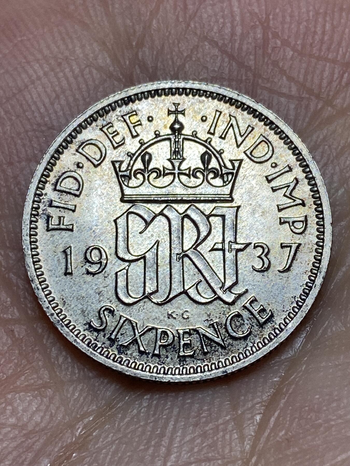 2026年第三十一场(总第二百场)英国一线回流散币新春特拍第三场(免佣金) 英国🇬🇧1937年6便士银币(乔治六世加冕年，第一版首发年，500银)