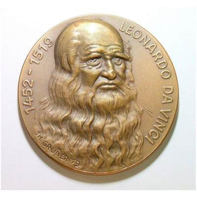 【艺术】意大利艺术大章 达芬奇高浮雕精制超大铜章 60MM - 【艺术】意大利艺术大章 达芬奇高浮雕精制超大铜章 60MM