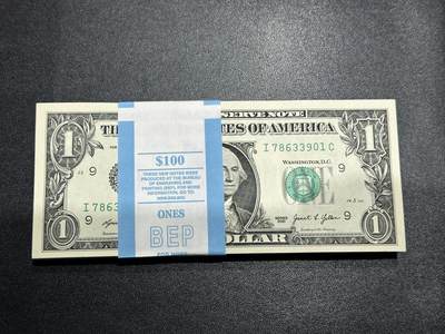 《外钞收藏家》第六百一十二期（ 精选场）（长期征集拍品、欢迎藏友们联系合作） - 2021年美国1美元 标准100连号 全新 尾901-000