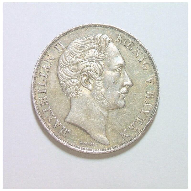 【银】德国巴伐利亚1850年 双狮2盾大银币 初铸爽品