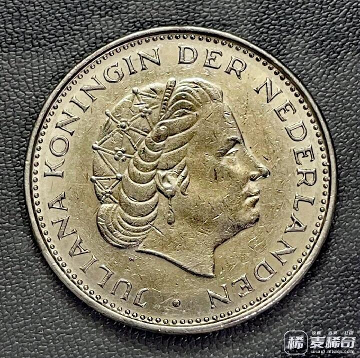 荷兰1970年朱丽安娜女王2.5盾靓品硬币