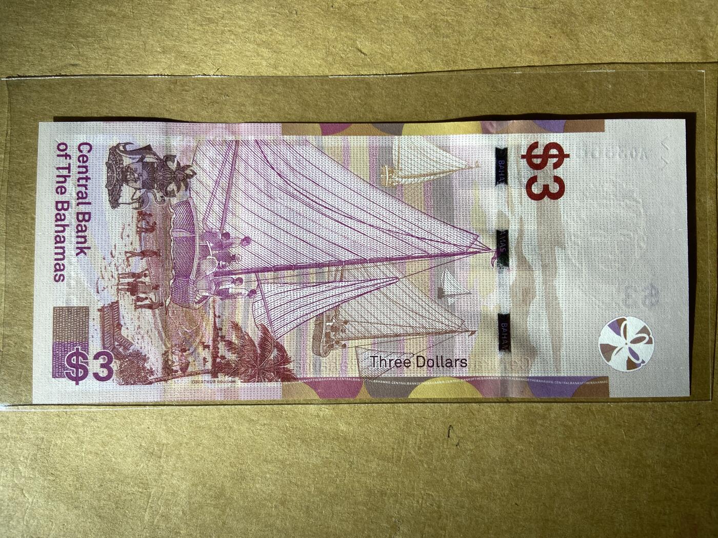 【礼羽收藏】🌏世界钱币拍卖126期 【A038689】全新UNC 2019年巴哈马3元纸币 女王钞 A冠 无47尾9 
