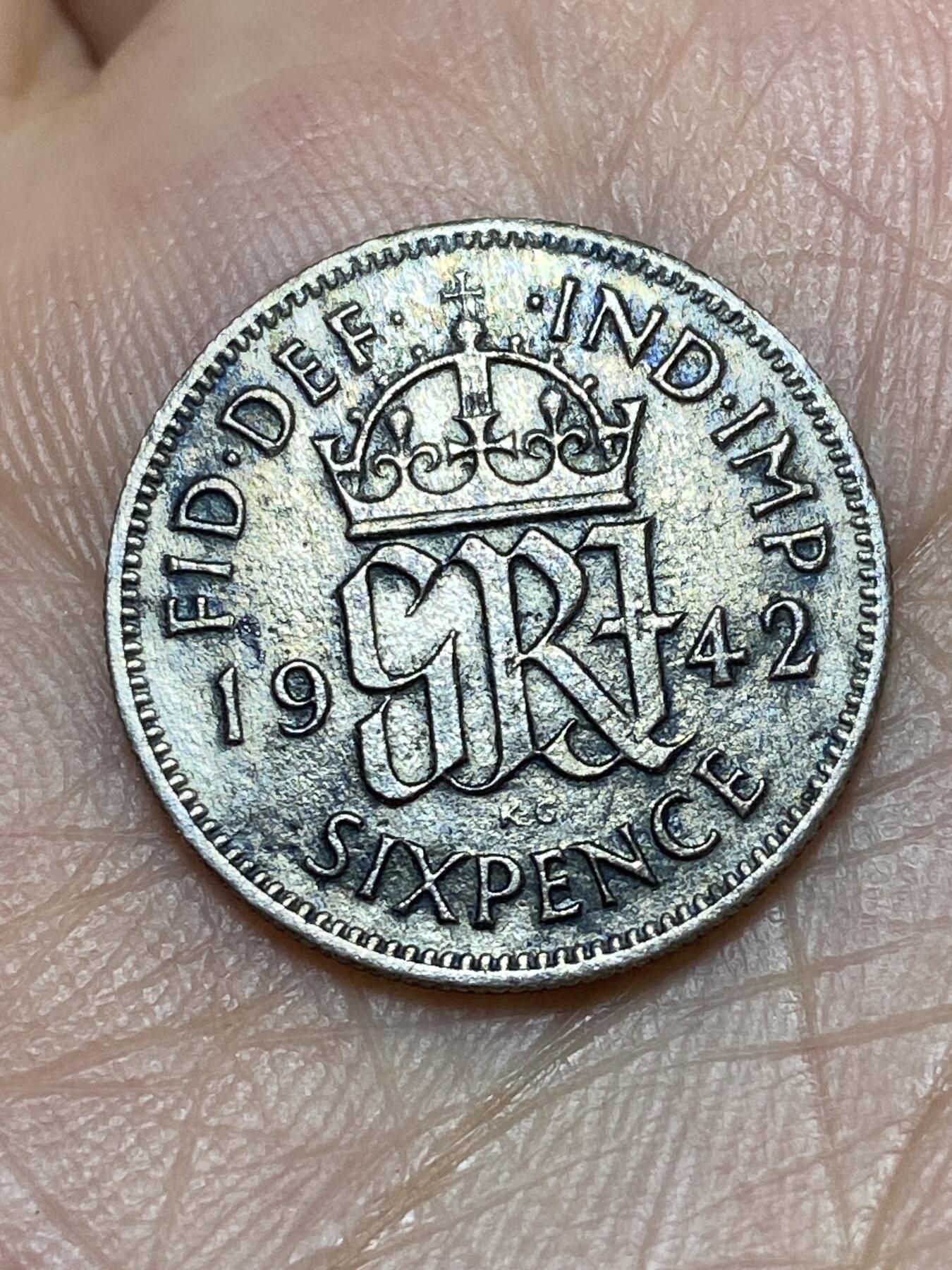 2026年第三十一场(总第二百场)英国一线回流散币新春特拍第三场(免佣金) 英国🇬🇧1942年6便士银币(乔治六世第一版，500银)