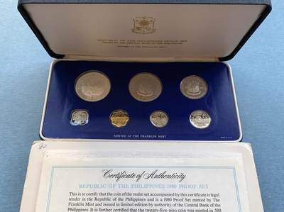 咖啡豆•收藏 2026年Feb_28th世界各国硬币套币拍卖 - 菲律宾 1980年 精制套币 富兰克林包装 外国硬币