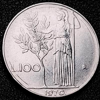 泉币菌-第196场- 新年快乐 新年第4场 本场拍品多 请提前出价 - 意大利早期100里拉 月亮和记忆女神密涅瓦 不锈钢币 27.8mm