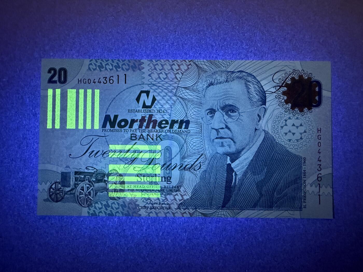 《艾美收藏》第232期-2.22周日外币靓号精品场(春节首拍) 北爱尔兰20镑 UNC 2006年 北方银行版