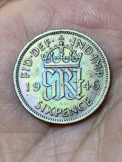 2026年第三十一场(总第二百场)英国一线回流散币新春特拍第三场(免佣金) - 英国🇬🇧1946年6便士银币(乔治六世第一版关门年，500银)