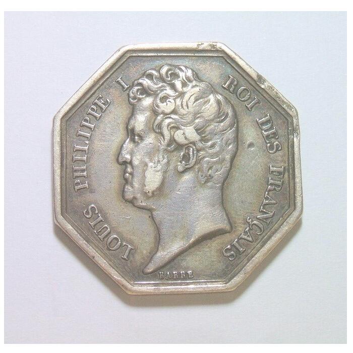 【银】法国1823年 菲利普一世高浮雕精制八角六边形银币章 32MM 15克