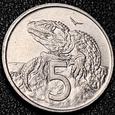 泉币菌-第196场- 新年快乐 新年第4场 本场拍品多 请提前出价 - 新西兰5分镍币 蜥蜴1988年 19.5mm  