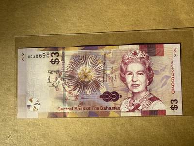 【礼羽收藏】🌏世界钱币拍卖第132期 - 【A038698】全新UNC 2019年巴哈马3元纸币 女王钞 A冠 无47尾8 