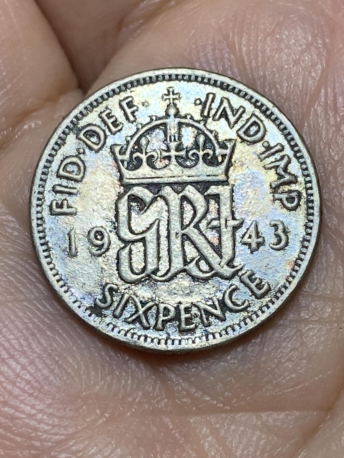 2026年第三十一场(总第二百场)英国一线回流散币新春特拍第三场(免佣金) 英国🇬🇧1943年6便士银币(乔治六世第一版，500银)