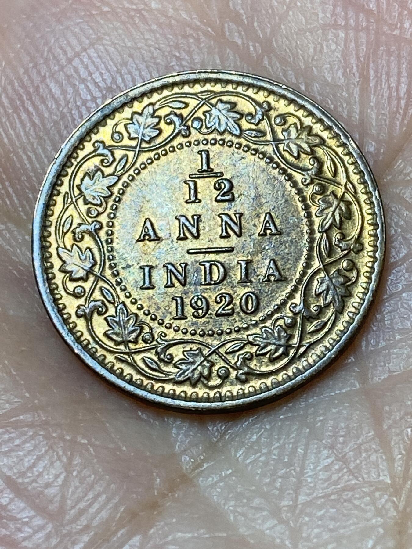 2026年第三十一场(总第二百场)英国一线回流散币新春特拍第三场(免佣金) 原光好品–英属印度1920年1/12安娜(乔治五世时期，c版加尔各答造)