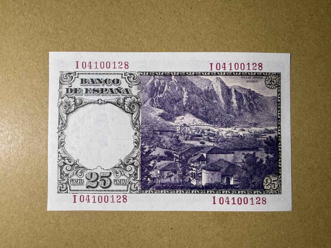 《艾美收藏》第232期-2.22周日外币靓号精品场(春节首拍) 西班牙25比塞塔 UNC 1946年 西班牙经济学家埃斯特拉达