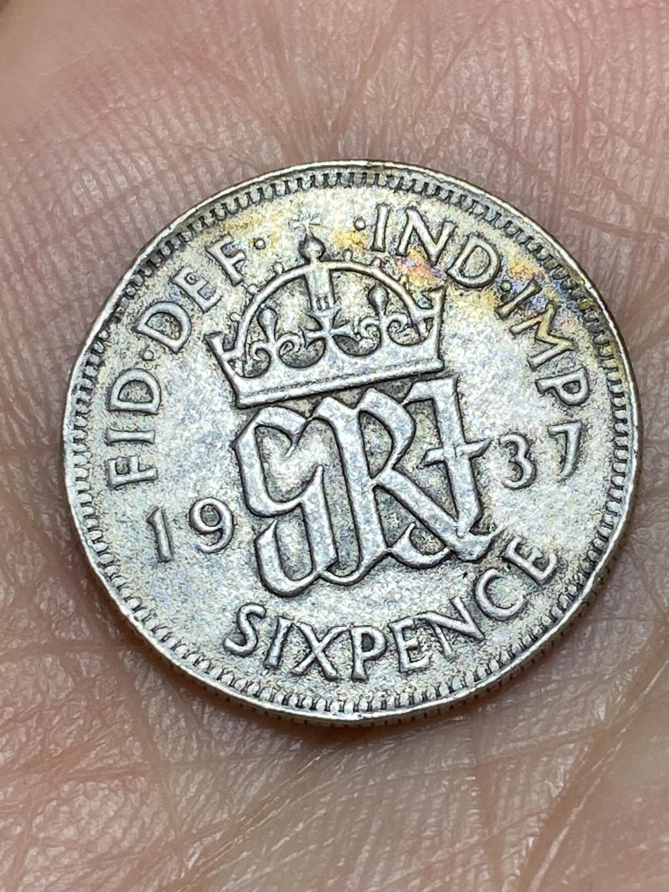 2026年第三十一场(总第二百场)英国一线回流散币新春特拍第三场(免佣金) 英国🇬🇧1937年6便士银币(乔治六世加冕年，第一版首发年，500银)