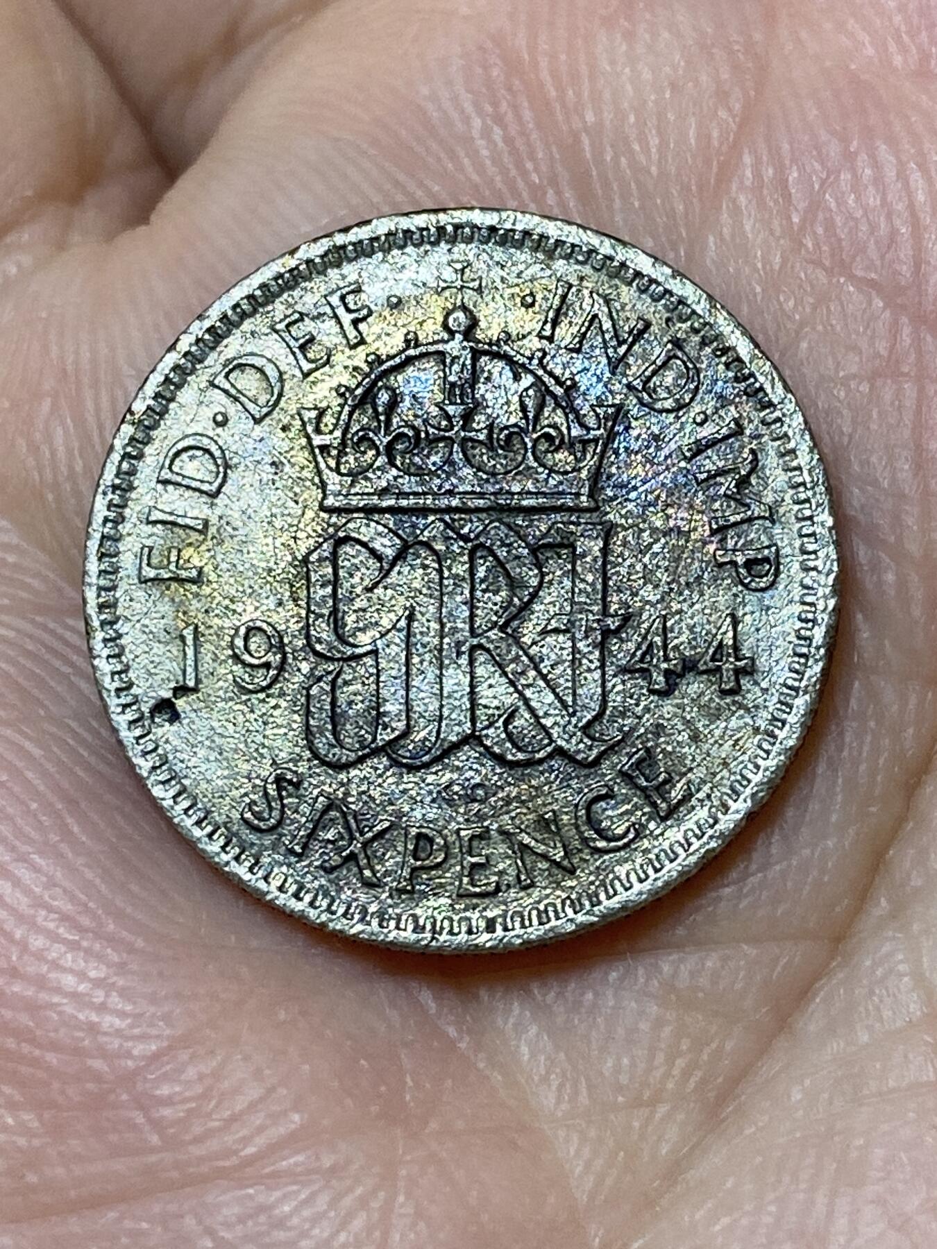 2026年第三十一场(总第二百场)英国一线回流散币新春特拍第三场(免佣金) 英国🇬🇧1944年6便士银币(乔治六世第一版，500银)