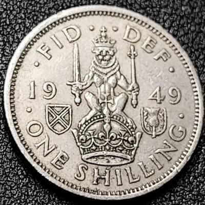 泉币菌-第196场- 新年快乐 新年第4场 本场拍品多 请提前出价 - 1949年 英国1先令镍币 苏格兰版 坐狮持剑 乔治六世 23.5mm