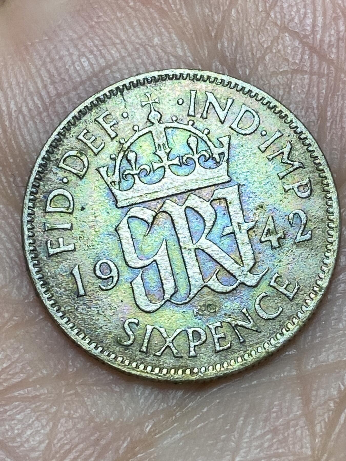 2026年第三十一场(总第二百场)英国一线回流散币新春特拍第三场(免佣金) 英国🇬🇧1942年6便士银币(乔治六世第一版，500银)