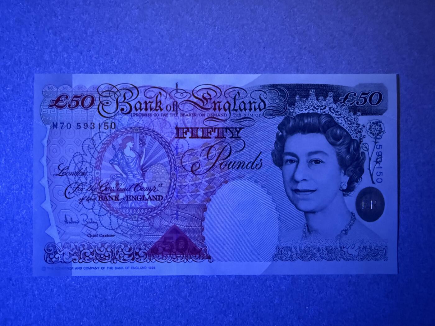 《艾美收藏》第232期-2.22周日外币靓号精品场(春节首拍) 英格兰50镑 UNC E序列 1994年 无4